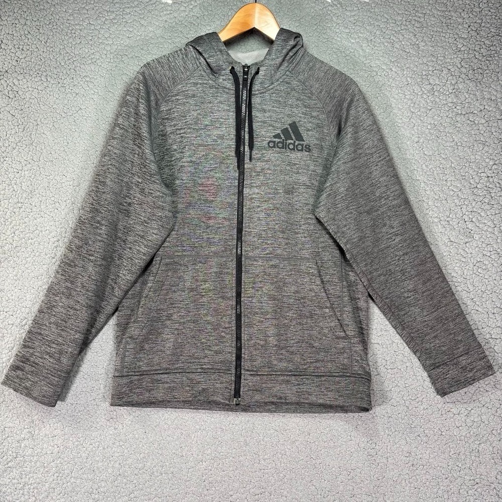 Adidas Mens Climawarm Team Issue Hoodie Full-Zip Size M Heather Gray Fleece TI